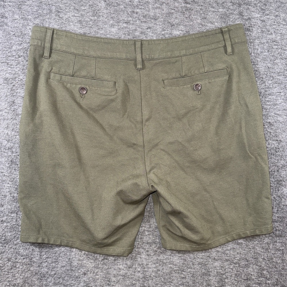 Men's Flat Front Olive Green Shorts - Picture 6 of 6